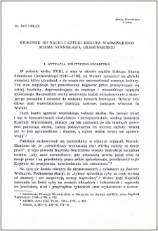 Stosunek do nauki i sztuki biskupa warmińskiego Adama Stanisława Grabowskiego