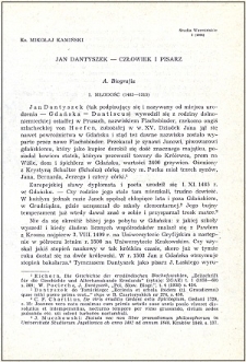 Jan Dantyszek - człowiek i pisarz