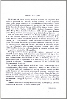 Studia Warmińskie T. 1 (1964) - słowo wstępne