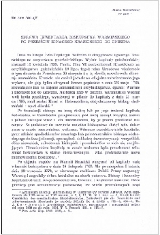 Sprawa inwentarza biskupstwa warmińskiego po przejściu Ignacego Krasickiego do Gniezna