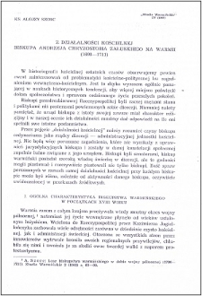 Z działalności kościelnej biskupa Andrzeja Chryzostoma Załuskiego na Warmii (1698-1711)
