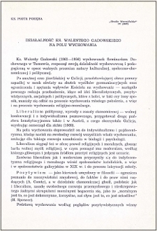 Działalność ks. Walentego Gadowskiego na polu wychowania