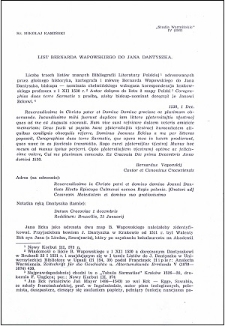 List Bernarda Wapowskiego do Jana Dantyszka