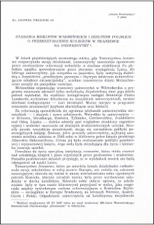 Starania biskupów warmińskich i jezuitów polskich o przekształcenie Kolegium w Braniewie na uniwersytet