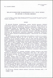 Relacje biskupów warmińskich XVII i XVIII wieku do Rzymu o stanie diecezji