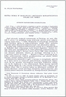 Matka Boska w maryjnych lekturach monastycznych Polski XIII wieku