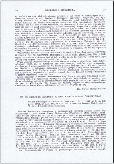Na marginesie lektury "Studia Philosophiae Christianae"
