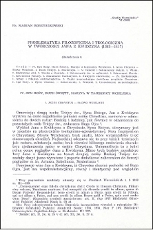 Problematyka filozoficzna i teologiczna w twórczości Jana z Kwidzyna (1343-1417) : (dokończenie)