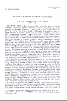 Fundacja biskupa Teodora Potockiego : dom dla konwertytów w Braniewie 1722-1945