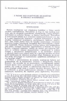 Z badań nad praktykami religijnymi w diecezji warmińskiej