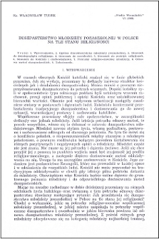 Duszpasterstwo młodzieży pozaszkolnej w Polsce na tle stanu religijności