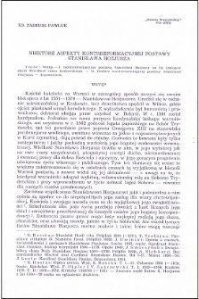 Niektóre aspekty kontrreformacyjnej postawy Stanisława Hozjusza