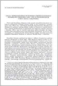 Ideały renesansowego humanizmu chrześcijańskiego Stanisława Hozjusza (1504-1579) w filozoficznym ujęciu Boga i człowieka