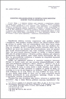 Ubóstwo ewangeliczne w świetle dokumentów Soboru Watykańskiego II