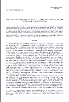 Szafarz sakramentu chrztu od Soboru Trydenckiego do czasów najnowszych