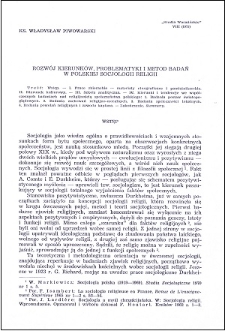 Rozwój kierunków, problematyki i metod badań w polskiej socjologii religii