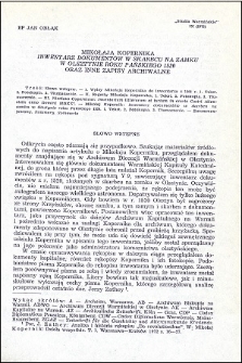 Mikołaja Kopernika "Inwentarz dokumentów w skarbcu na zamku w Olsztynie roku Pańskiego 1520" oraz inne zapisy archiwalne