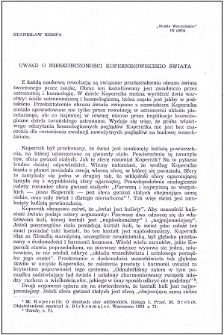 Uwagi o nieskończoności kopernikowskiego świata