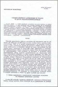 Okresy rozwoju astronomii w Polsce w epoce przedkopernikańskiej