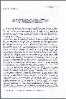 Osiemnastowieczna kopia portretu Mikołaja Kopernika ze zbiorów Domu Jana Matejki w Krakowie