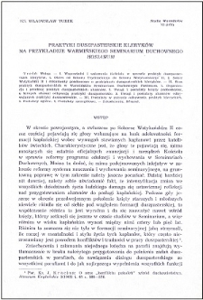 Praktyki duszpasterskie kleryków na przykładzie Warmińskiego Seminarium Duchownego "Hosianum"