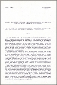 Kościół katolicki w Polsce w hołdzie Mikołajowi Kopernikowi z okazji 500-nej rocznicy jego urodzin