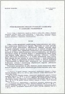 Późnobarokowe organy w kaplicy zamkowej w Lidzbarku Warmińskim