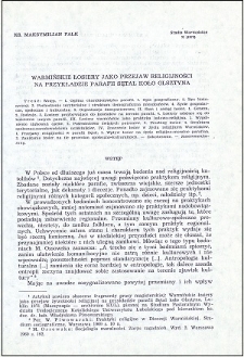 Warmińskie łosiery jako przejaw religijności na przykładzie parafii Sętal koło Olsztynka