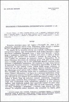 Znaczenie i teologiczna interpretacja logionu J 1,51