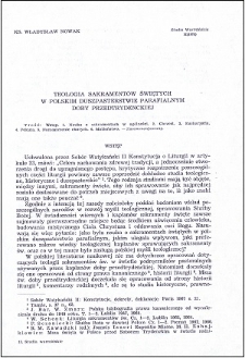Teologia sakramentów świętych w polskim duszpasterstwie parafialnym doby przedtrydenckiej