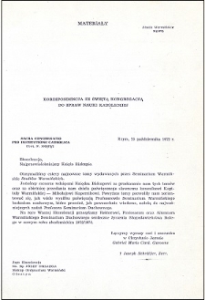 Korespondencja ze Świętą Kongregacją do spraw Nauki Katolickiej