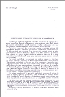 Kapitulacje wyborcze biskupów warmińskich