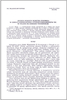 Agenda biskupa Marcina Kromera w dziele ujednolicenia liturgii sakramentów św. w Polsce po Soborze Trydenckim