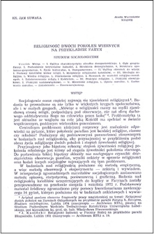 Religijność dwóch pokoleń wiernych na przykładzie Faryn : studium socjologiczne