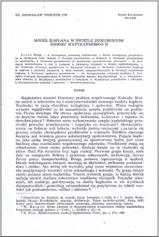 Model kapłana w świetle dokumentów Soboru Watykańskiego II