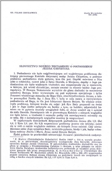 Słownictwo Nowego Testamentu o pochodzeniu Jezusa Chrystusa