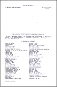 Skorowidze do "Studiów Warmińskich" 12 (1975)
