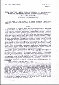 Echa objawień i ruch pielgrzymkowy do Gietrzwałdu w świetle korespondencji "Gazety Olsztyńskiej" w latach 1886-1913 : (studium prasoznawcze)