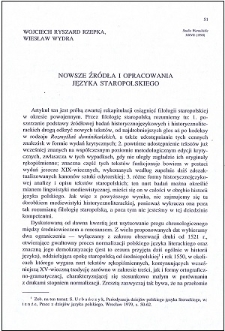 Nowsze źródła i opracowania języka staropolskiego