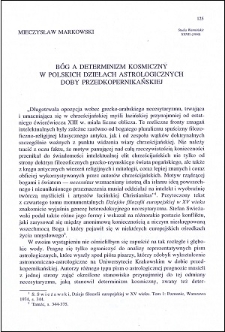 Bóg a determinizm kosmiczny w polskich dziełach astrologicznych doby przedkopernikańskiej