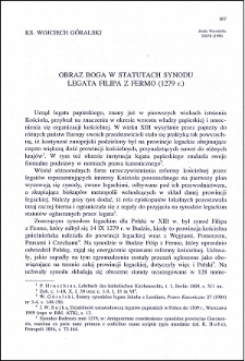 Obraz Boga w statutach synodu legata Filipa z Fermo (1279 r.)