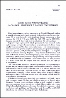 Dzieje ruchu wydawniczego na Warmii i Mazurach w latach powojennych