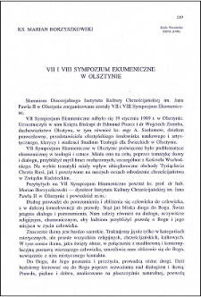 VII i VIII Sympozjum Ekumeniczne w Olsztynie