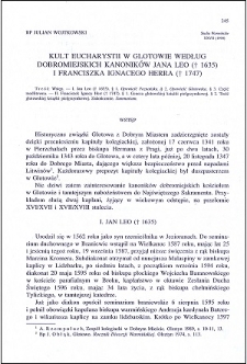 Kult Eucharystii w Glotowie według Dobromiejskich Kanoników Jana Leo (†1635) i Franciszka Ignacego Herra (†1747)