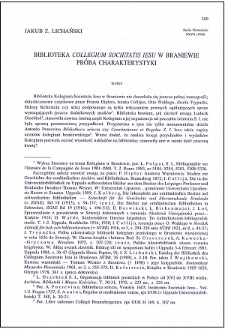 Biblioteka Collegium Societatis Iesu w Braniewie : próba charakterystyki