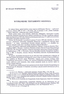 Wypełnienie testamentu Hozjusza : [recenzja]