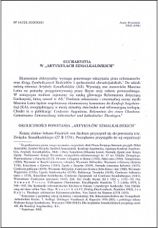 Eucharystia w "Artykułach Szmalkaldzkich"