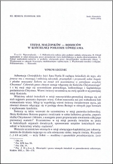 Udział małżonków - rodziców w kościelnej posłudze uświęcania