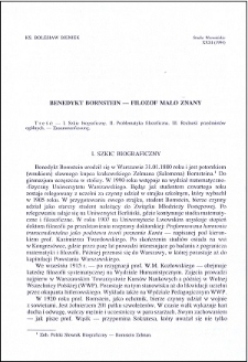 Benedykt Bornstein : filozof mało znany