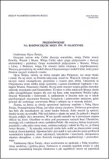 Przemówienie na rozpoczęcie Mszy św. w Olsztynie